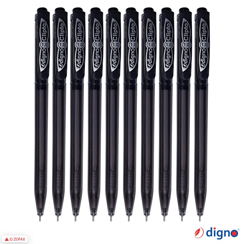 DIGNO Retractable Click Ballpoint Pens, BLACK, 1.0mm Medium Point, Pack