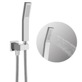 gotonovo Wall Mount Chrome Polished Solid Brass Handheld Shower Head High Pressure Single Function Luxury Hand Showerhead with Wall Connector and Solid Brass Hose Set