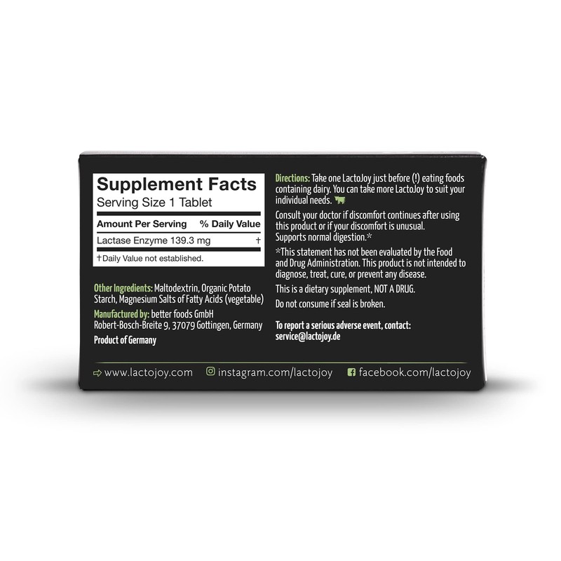 LactoJoy Lactase Pills 14,500 I 45 Pieces I Powerful Lactase