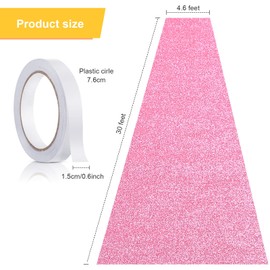 Tatuo Carpet Runner for Party 4.6 x 60 Feet Runway Rug 55 GMS Thickness with Tape for Prom Wedding Outdoor Indoor Hallway Party Decoration(4.6 x 30 Feet,Glitter Pink)