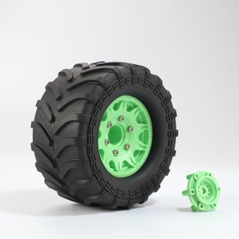 KEEDA Pack of 4 2.8 Inch Tyres and Plastic Wheels Rims for 1/10 RC Monster Truck Off-Road Cars Parts (Green)