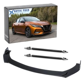 x xotic tech Front Bumper Lip Chin Spoiler Splitter Diffuser Guard Wing Protector Trim Car Body Kit + Black Adjustable 10"-13" Support Rods, Compatible with Nissan Maxima Versa Sentra Altima