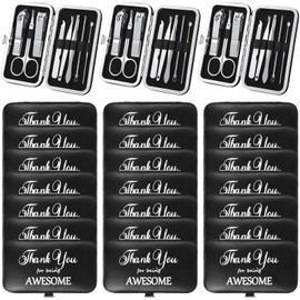 Therwen 24 Sets Mother's Day Gift Manicure Set Nail Clippers 8 in 1 Stainless Steel Grooming Nail Kit Thank You Appreciation Gift Professional Pedicure Tool for Men Women Personal Care(Black)