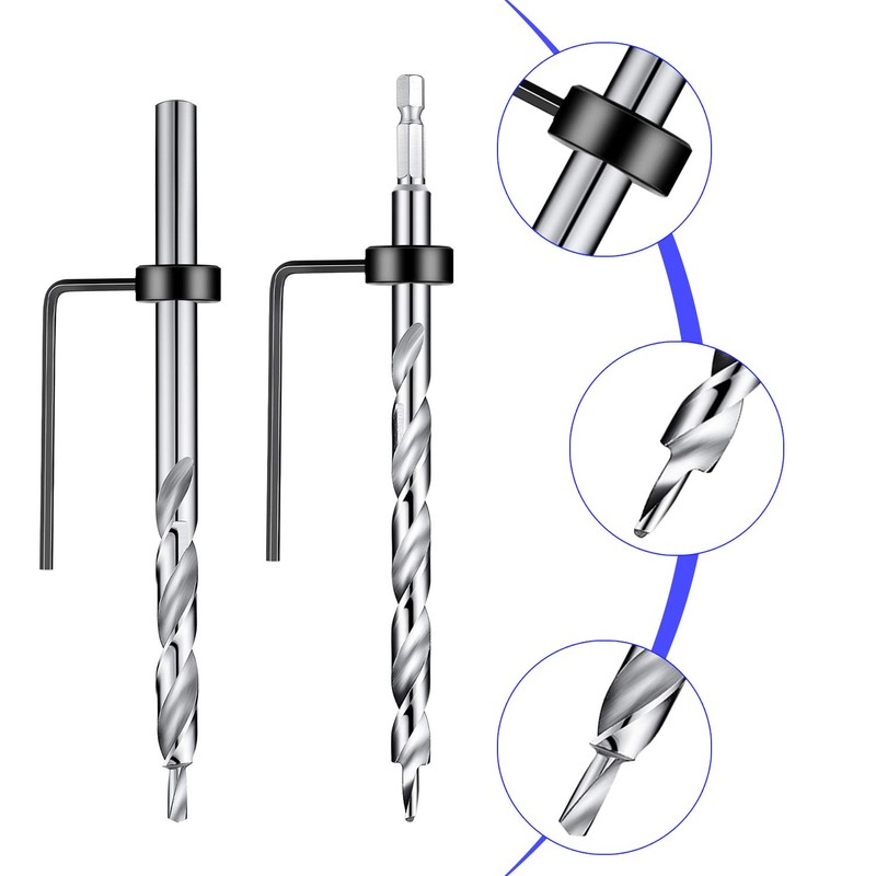 4 Pieces 3/8 Inch Pocket Hole Drill Bit with Depth