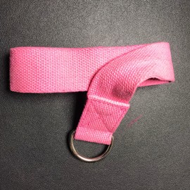 D-Ring Buckle Cotton Belt for Yoga Stretching Exercise Durable Flexible 6FT (Pink)
