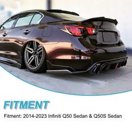 KHK Spoiler Compatible with 2014-2024 Infiniti Q50, Glossy Black Car Rear Trunk Tail Spoiler, PSM Style Rear Wing Fits for Infiniti Q50 Sedan & Q50S Sedan