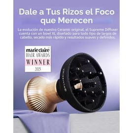 BELLISSIMA ITALIA Diffon Supreme - Difusor XL y secador de pelo para cabello rizado y ondulado, botón fresco, tecnología iónica y cerámica para no enc