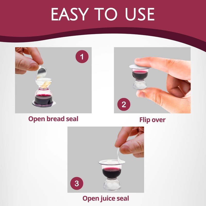 TrueVine Chalice Communion Cups and Wafer Set - Prefilled Cups