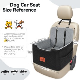 GL GLENSLAVE Dog Car Seat for Small/Medium Dogs Under 35lbs,Memory Foam Dog Booster Seats,Detachable and Washable Traval Pet Car Seat, Dogs Bed with 2 Safety Belts(Balck/Grey)