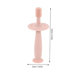 PACKOVE Silicone Toothbrush with Soft Bristles and Protective Baffle for Oral Care Training Manual Brush with Suction Base Lightweight Pink Gum Relief Tool