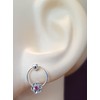 Flower Hoop Dangling Earrings with Crystal Stones - 925 Sterling
