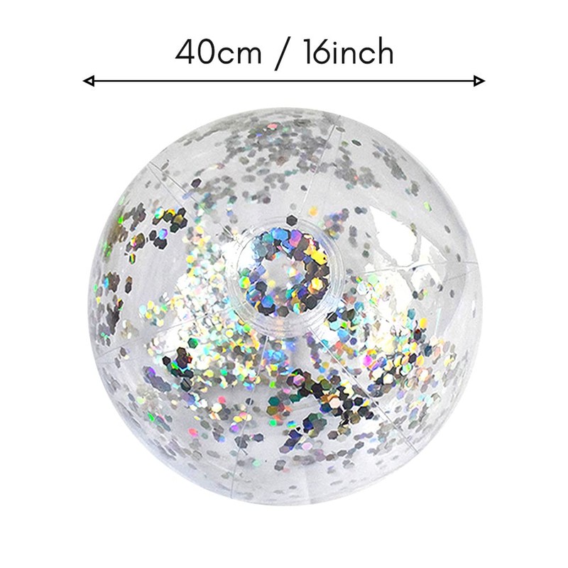 Xtahdge 40cm/16" Beach Ball Transparent Inflatable Pool Toy Ball with