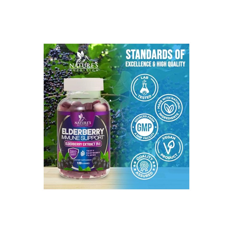 Immune Support Gummies with Sambucus Black Elderberry Extract - Extra