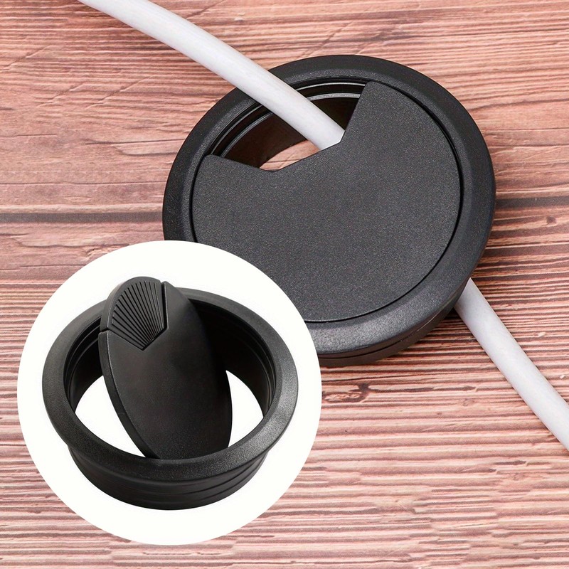 2 Pcs 60mm Desk Cable Grommets - Black Desk Cord