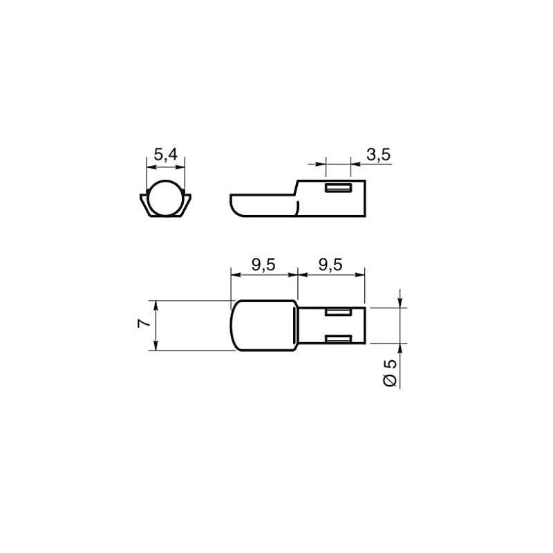 Design61 Set of 20 Shelf Supports 5 mm Shelf Supports