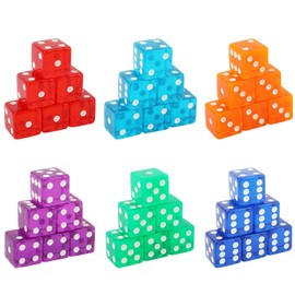 36 Pieces 19 mm Craps Dice, Translucent Acrylic D6 Casino Dice, 6-Sided Dice Set Game Dice for Casino Craps Dice Table Games and Board Games Party Bar Entertainment (6 Colours)