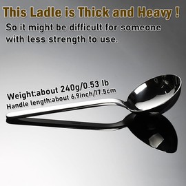 Thick Heavy ladle,18/10 Stainless Steel Scoop spoon for flour,soybeans,stews,and other liquid dishes 10 inch 1Pack