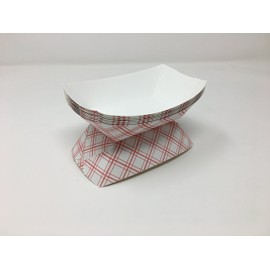 Mr. Miracle White and Red Paper Half Pound Food Tray. Pack of 250. Disposable, Recyclable and Fully Biodegradable. Made in USA