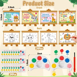 ArianQicult Mini Watercolor Paint Set - 24 Pack Wild Jungle Animal Theme Watercolor Paint Cards, Forest Animal DIY Craft Kit Bulk for Kids Birthday Gift School Classroom Exchange Gift Party Favors