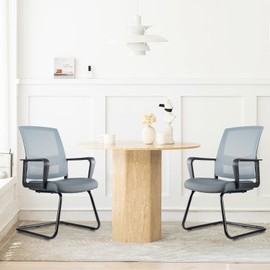 CLATINA Office Guest Chair with Adjustable Lumbar Support and Mesh Back Computer Chairs with Sled Base Desk Chair no Wheels for Reception Conference Room Waiting Guest Study Room Gray 1PK