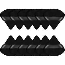 Maitys 12 Pieces Powder Puff Triangle Face Makeup Cosmetic for Loose Powder Soft Body Washable Reusable Foundation Sponge Mineral Wet Dry Makeup Tool(Black, Small)