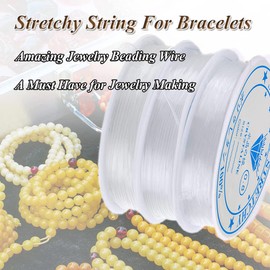 Elastic String for Jewelry Making Clear/Black Elastic Cord Stretchy Bracelets String 3Rolls 0.8mm Beading Wire Bracelet Stretchy Cord DIY Craft Wire for Seed Beads Pony Beads 8m/Roll (0.8mm Clear)