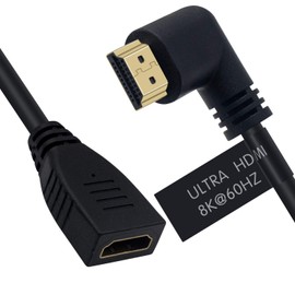 Poyiccot Cable de extensión HDMI 8K de ángulo izquierdo HDMI 2.1 Cable HDMI macho a hembra HDMI 2.1 de 90 grados 8K HDMI macho a hembra 48Gbps de alta velocidad 8K 60Hz, 4K 120Hz, 3D Ultra HDR HDMI