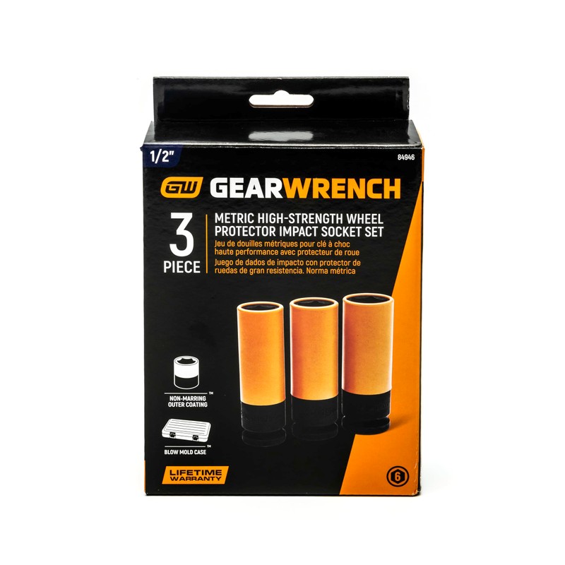 GEARWRENCH 3 Piece 1/2" Drive High-Strength Wheel Protector Impact Metric