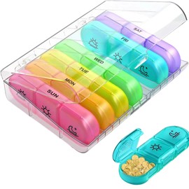 Larfraecy Tablettenbox 7 Tage Morgens Mittags Abends, Tragbare Pillendose, Wöchentlicher Pillendose 7 Tage 3 Fächer Große Fächer, für Medikamente, Vitamine, Fischöl, Nahrungsergänzungsmittel usw