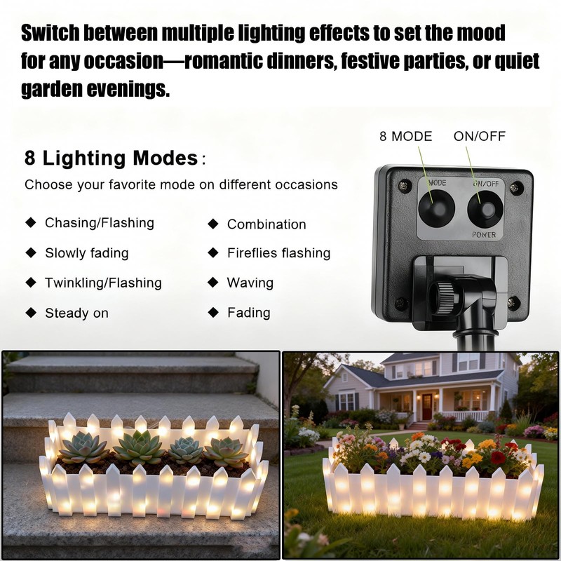 Solar Planter Lights Outdoor, 12-inch Rectangular LED Flower Pot with
