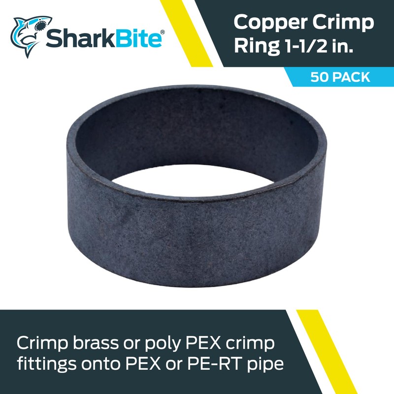 SharkBite 1-1/2 Inch Copper Crimp Rings, Pack of 50, PEX