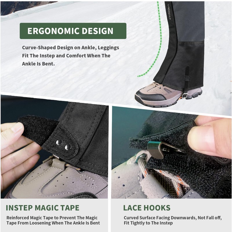 Unigear Snow Gaiters for Hiking,Waterproof Boot Leg Gaiters for Walking