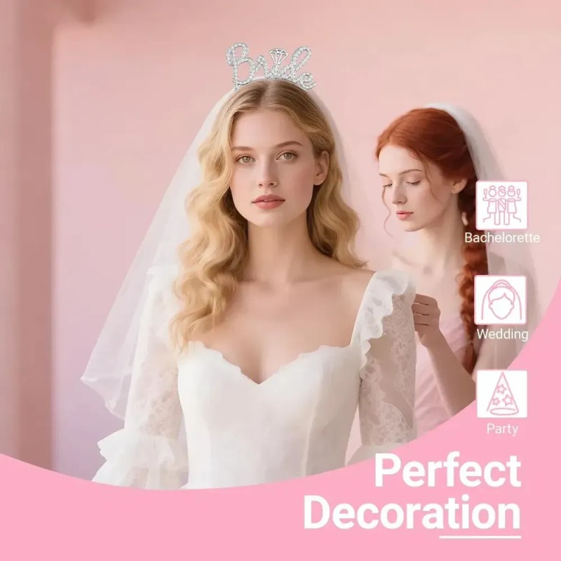 Kit Bride Despedida De Soltera White: Velo Diadema Novia