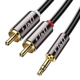 J&D RCA Audio Cable, 3.5mm Male to 2 RCA Phono Male Stereo Audio Adapter Aux Cable Gold-Plated Copper Shell Heavy Duty, 3.5mm to 2-Male RCA Adapter Audio Stereo Cable - 15 Feet