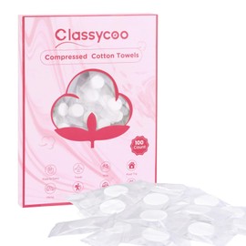 Classycoo Mini Compressed Towel -100 PCS Disposable Face Towel, Cotton Coin Portable Tissue Camping Towel Tablets for Travel Essentials, Hiking, Sport, Home Hand Wipes, Outdoor Activities, Gift