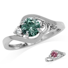 Silvershake Simulated Color Change Alexandrite and White Cubic Zirconia 925 Sterling Silver Engagement Ring Size 7