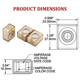 Norkmdi 2PCS 250A Car Marine Rated Battery Terminal Fuse, IP66 Waterproof Vehicle Fuse for Circuit Protection 58V DC Max, Automotive Charging Block Accessories, Universal for SUV, Truck, RV