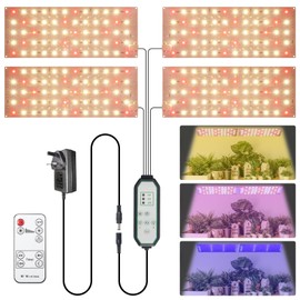 xingruyu Grow Light Panels Sunlike Full Spectrum 3 Modes 10-Level Dimmable Plant Grow Light,4/8/12H Timer Plant Lamp,304 LEDs Under Cabinet Plant Growing Lamp Strip (4 Ultra Thin Panels)