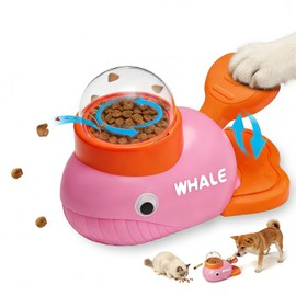 Whale-Shaped Dog Treat Dispenser - Interactive Dog Toys for Mental Stimulation, Slow Feeder Puzzle Toy for Small Medium Dogs & Cats, IQ Training Food Dispenser to Reduce Bloating & Boredom（Pink）