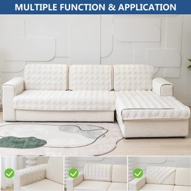 Eismodra Armrest Covers,Sectional Couch Covers,L Shape Sofa Slipcover Furniture Protector for Dogs Cats Pet Chaise Lounge 3 Cushion Couch Loveseat,White 28 x 28 inches (Only 1 Piece)