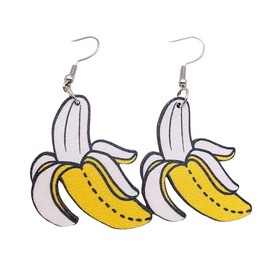 Cute Banana Shape Wooden Dangle Earrings for Women Jewelry(A)