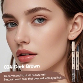 FelinWel Dual-Ended Brow Pen & Mascara - Waterproof Eyebrow Pencil with 2-Fork Tip & Tinted Brow Gel for Fuller Brows, 02# Dark Brown