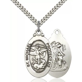 bliss Sterling Silver St Saint Michael The Archangel Medal Pendant Necklace W/ Chain
