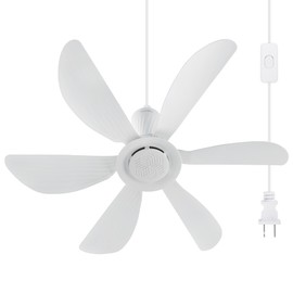 Roodike 22.5" Plug in Ceiling Fan for Outdoor Gazebo Patio Canopy Tent, 13.2 Ft Long Cord with on/off Button