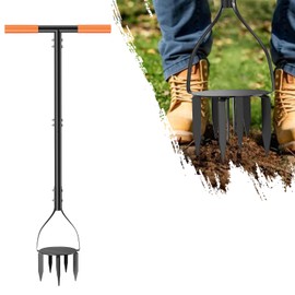 Luvenia Hand Tiller Garden Tools,Garden Tiller Cultivator with Non-Slip Handle Wide Footrest and 8 Steel Teeth,Lawn Aerator Tool for Weeding, Planting Aerating, Mixing Soil