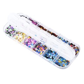 Beavorty Ultra-thin Colorful Round Nail Sequins for Nail Art Decoration Glitter Paillette for Charming Manicure for Parties and Special Occasions