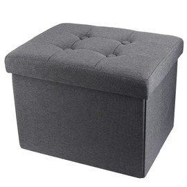 ALASDO Storage Ottoman Footrest Stool Small Ottoman with Storage Foldable Ottomans Foot Rest Footstool Bench for Living Room 17x13x13inches Grey