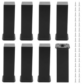 YAYODS Pack of 8 Furniture Feet, Black, 15 cm, Square Cabinet Feet, Adjustable, Furniture Feet, Height Adjuster, Metal Furniture Legs with Screw for Sofas, Wardrobes, TV Cabinets, Coffee Tables,