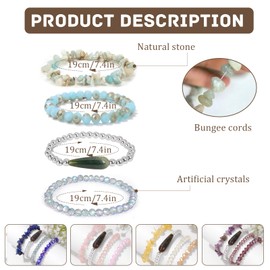 GUSXPPD Pack of 4 Gemstone Bracelets, 6 mm Stretch Bracelets, Pearl Bracelet, Healing Stones, Couple/Friendship/Partner Bracelets, Stone, No Gemstone