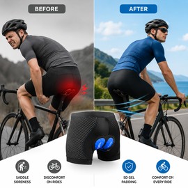 Men’s Padded Cycling Underwear for Bike Rides – Breathable 5D Cushion Shorts with Anti-Slip Leg Grips